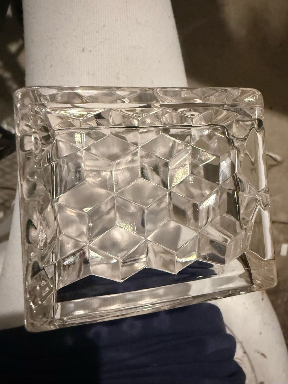 Clear Glass Geometric Trinket Dish